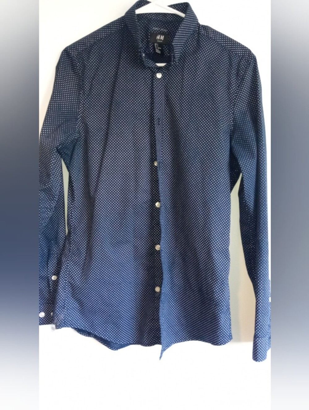 H&M Navy Microdot Lightweight Shirt Jacket